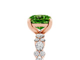 Rose gold Cushion Cut Peridot Solitaire with Side Stones, Pave Band, Four-Prong Setting_41
