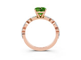 Rose gold Cushion Cut Peridot Solitaire with Side Stones on a Pavé Band and Four-Prong Setting_3