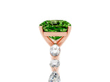 Rose gold Cushion Cut Peridot Solitaire with Side Stones on a Pavé Band and Four-Prong Setting_5