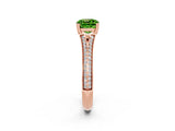 Rose gold Cushion Cut Peridot Split Shank Engagement Ring with Pavé Band_2