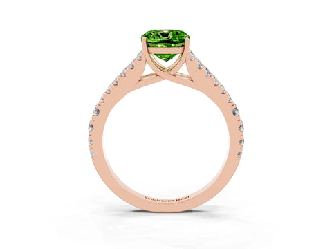 Rose gold Cushion Cut Peridot Split Shank Pavé Engagement Ring with Four-Prong Setting_15