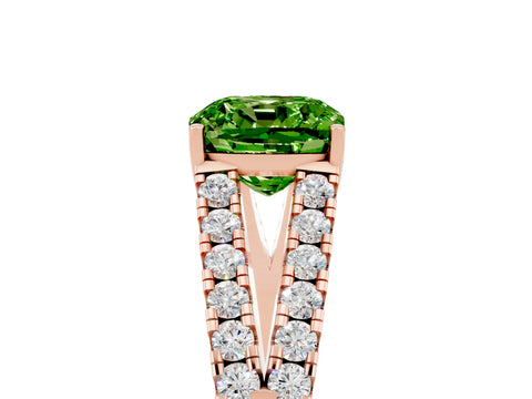 Rose gold Cushion Cut Peridot Split Shank Pavé Engagement Ring with Four-Prong Setting_17