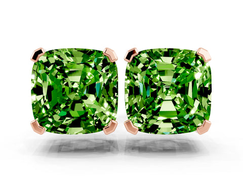 Rose gold Cushion Cut Peridot Stud Earrings_18