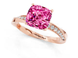 Rose gold Cushion Cut Pink Sapphire Engagement Ring with Side Stone Accents and Four-Prong Setting_25