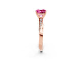 Rose gold Cushion Cut Pink Sapphire Engagement Ring with Side Stone Accents and Four-Prong Setting_26