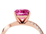 Rose gold Cushion Cut Pink Sapphire Engagement Ring with Side Stone Accents and Four-Prong Setting_28