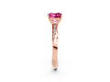 Rose gold Cushion Cut Pink Sapphire Engagement Ring with Side Stone Accents and Four-Prong Setting_53