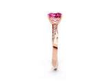 Rose gold Cushion Cut Pink Sapphire Engagement Ring with Side Stone Accents and Four-Prong Setting_86