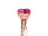 Rose gold Cushion Cut Pink Sapphire Engagement Ring with Side Stone Accents and Four-Prong Setting_89