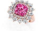 Rose gold Cushion Cut Pink Sapphire Floral Double Halo Engagement Ring with Prong Setting_61