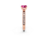 Rose gold Cushion Cut Pink Sapphire Milgrain Pavé Engagement Ring with Four-Prong Setting_38