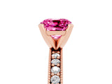 Rose gold Cushion Cut Pink Sapphire Milgrain Pavé Engagement Ring with Four-Prong Setting_41