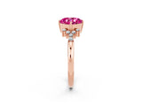 Rose gold Cushion Cut Pink Sapphire Ring with Side Stones and Four-Prong Setting_62