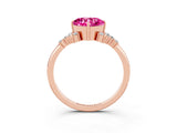 Rose gold Cushion Cut Pink Sapphire Ring with Side Stones and Four-Prong Setting_63