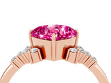 Rose gold Cushion Cut Pink Sapphire Ring with Side Stones and Four-Prong Setting_64
