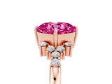 Rose gold Cushion Cut Pink Sapphire Ring with Side Stones and Four-Prong Setting_65