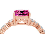 Rose gold Cushion Cut Pink Sapphire Scattered Round Accent Ring with Prong Setting_28