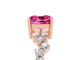 Rose gold Cushion Cut Pink Sapphire Scattered Round Accent Ring with Prong Setting_29