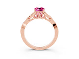 Rose gold Cushion Cut Pink Sapphire Solitaire Celtic Knot Ring with Four-Prong Setting_27