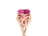 Rose gold Cushion Cut Pink Sapphire Solitaire Celtic Knot Ring with Four-Prong Setting_29