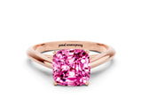Rose gold Cushion Cut Pink Sapphire Solitaire Engagement Ring with Cathedral Setting and Four-Prong Mount_24