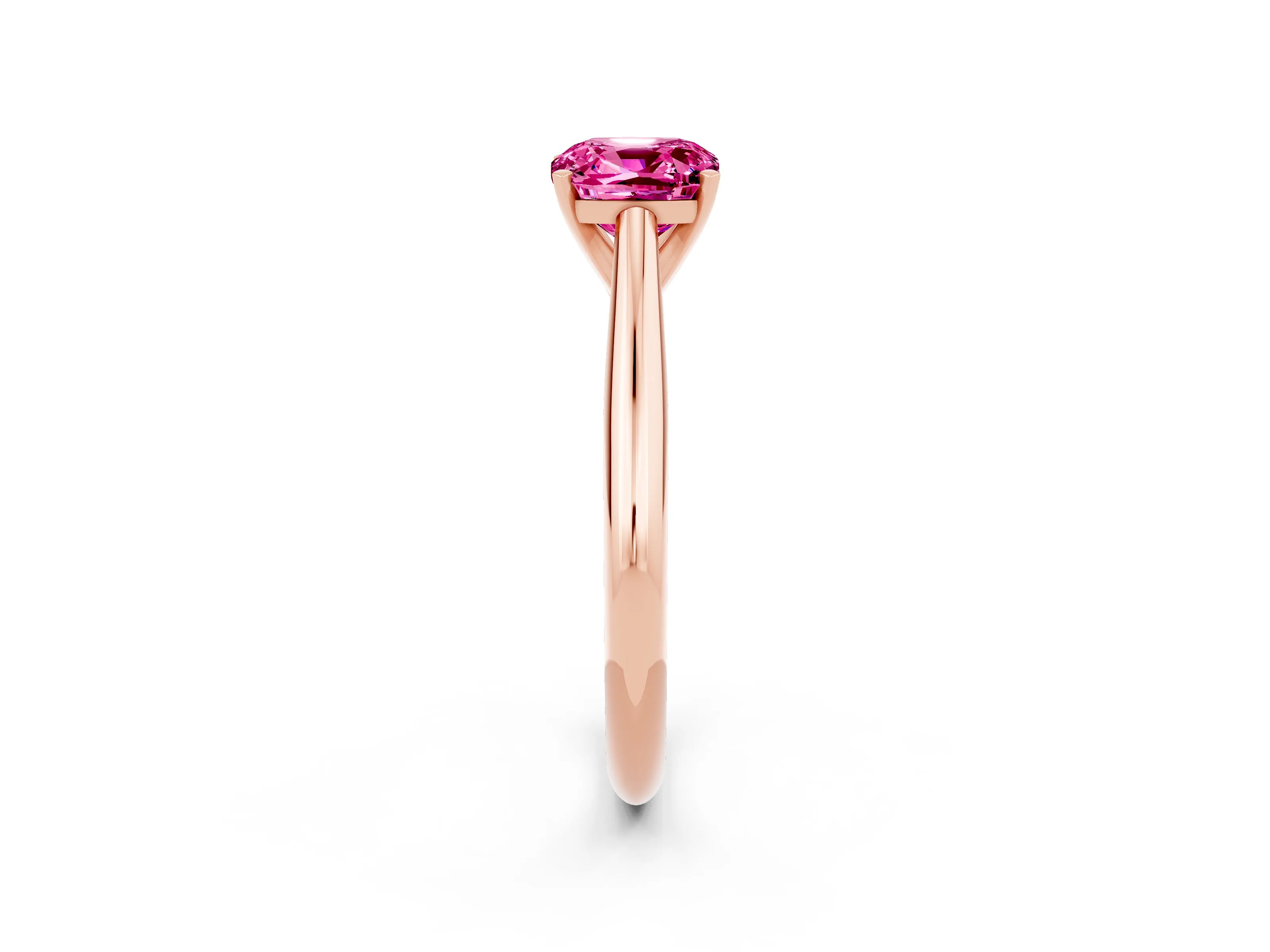 Rose gold Cushion Cut Pink Sapphire Solitaire Engagement Ring with Cathedral Setting and Four-Prong Mount_26