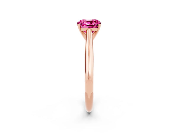 Rose gold Cushion Cut Pink Sapphire Solitaire Engagement Ring with Cathedral Setting and Four-Prong Mount