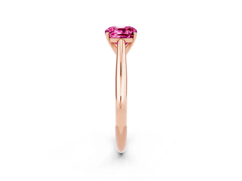 Rose gold Cushion Cut Pink Sapphire Solitaire Engagement Ring with Cathedral Setting and Four-Prong Mount_26