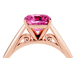Rose gold Cushion Cut Pink Sapphire Solitaire Engagement Ring with Cathedral Setting and Four-Prong Mount_28