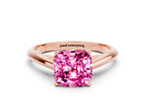Rose gold Cushion Cut Pink Sapphire Solitaire Engagement Ring with Cathedral Setting and Four-Prong Mount_66