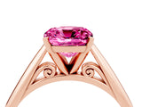 Rose gold Cushion Cut Pink Sapphire Solitaire Engagement Ring with Cathedral Setting and Four-Prong Mount_70