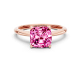 Rose gold Cushion Cut Pink Sapphire Solitaire Engagement Ring with Classic Band and Four-Prong Setting_24