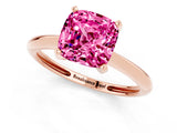 Rose gold Cushion Cut Pink Sapphire Solitaire Engagement Ring with Classic Band and Four-Prong Setting_25
