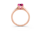 Rose gold Cushion Cut Pink Sapphire Solitaire Engagement Ring with Classic Band and Four-Prong Setting_27