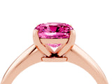 Rose gold Cushion Cut Pink Sapphire Solitaire Engagement Ring with Classic Band and Four-Prong Setting_28