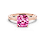 Rose gold Cushion Cut Pink Sapphire Solitaire Engagement Ring with Classic Band and Four-Prong Setting_60