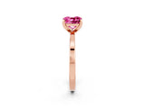 Rose gold Cushion Cut Pink Sapphire Solitaire Engagement Ring with Classic Band and Four-Prong Setting_62