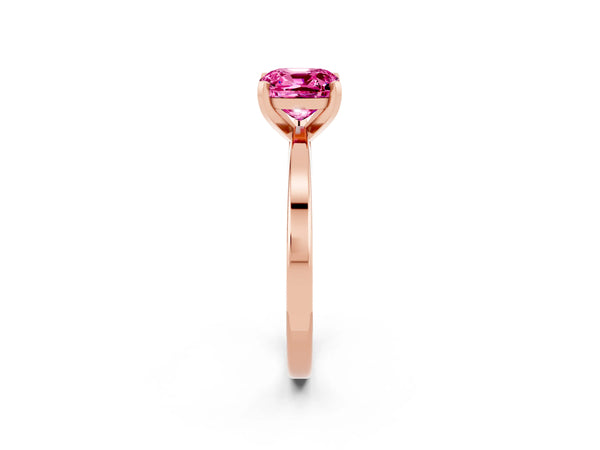 Rose gold Cushion Cut Pink Sapphire Solitaire Engagement Ring with Classic Band and Four-Prong Setting
