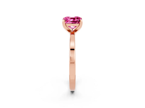 Rose gold Cushion Cut Pink Sapphire Solitaire Engagement Ring with Classic Band and Four-Prong Setting_62