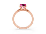 Rose gold Cushion Cut Pink Sapphire Solitaire Engagement Ring with Classic Band and Four-Prong Setting_63