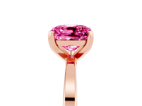Rose gold Cushion Cut Pink Sapphire Solitaire Engagement Ring with Classic Band and Four-Prong Setting_65