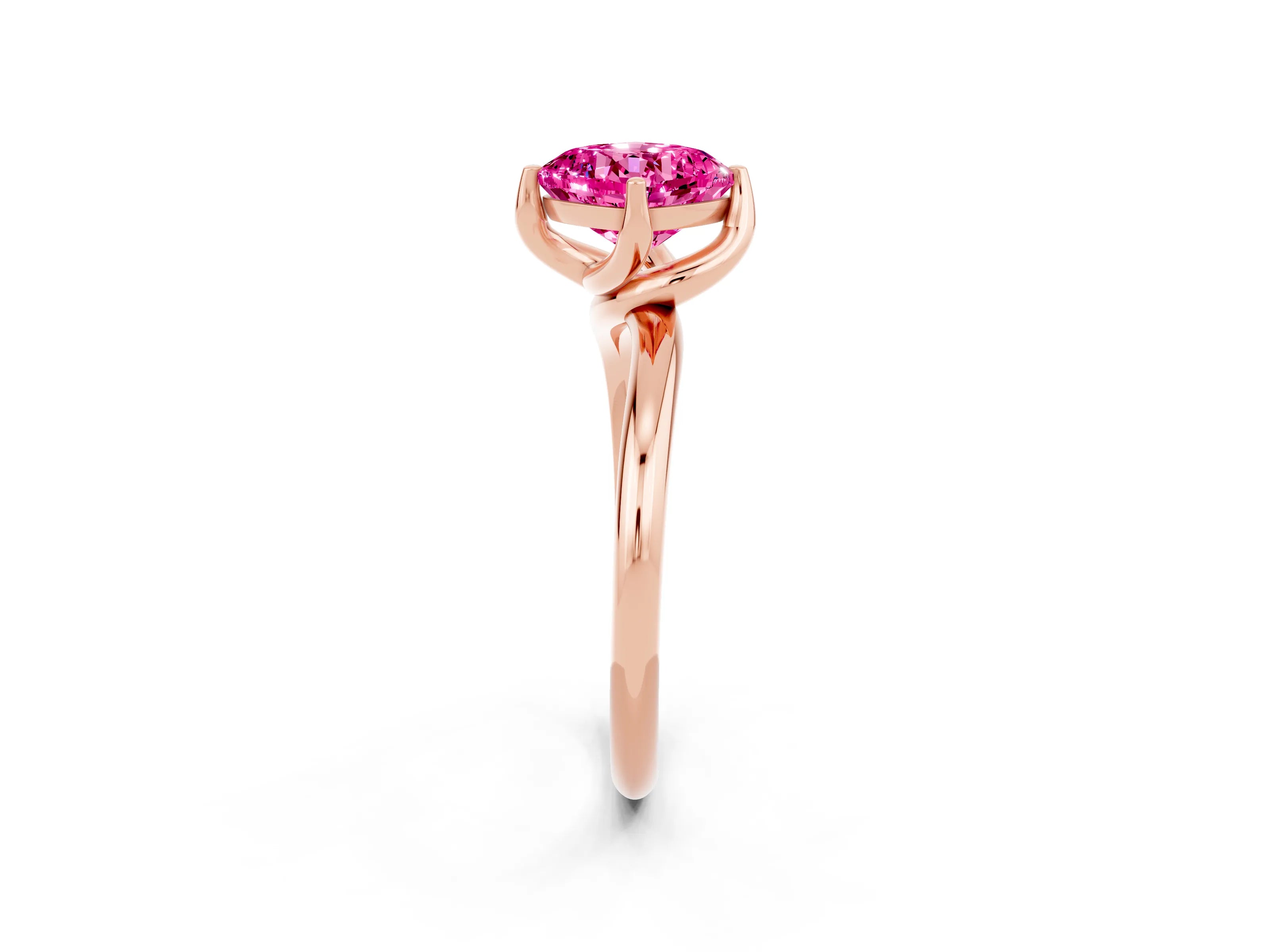 Rose gold Cushion Cut Pink Sapphire Solitaire Engagement Ring with Four-Prong Setting and Classic Band_14