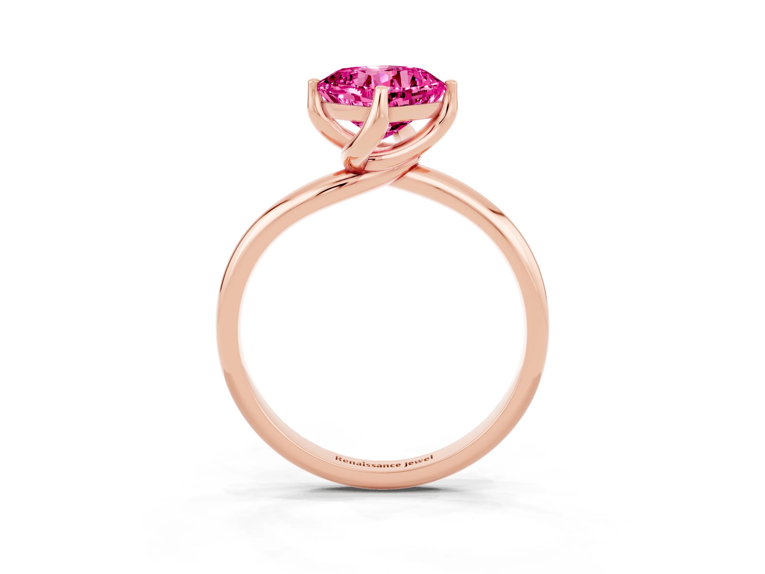 Rose gold Cushion Cut Pink Sapphire Solitaire Engagement Ring with Four-Prong Setting and Classic Band_15