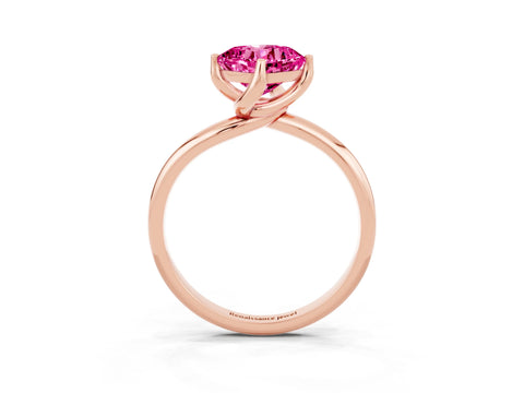 Rose gold Cushion Cut Pink Sapphire Solitaire Engagement Ring with Four-Prong Setting and Classic Band_15
