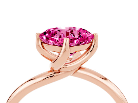 Rose gold Cushion Cut Pink Sapphire Solitaire Engagement Ring with Four-Prong Setting and Classic Band_16