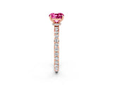 Rose gold Cushion Cut Pink Sapphire Solitaire Engagement Ring with Pavé Band and Four-Prong Setting_26