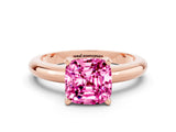 Rose gold Cushion Cut Pink Sapphire Solitaire Engagement Ring with Round Band and Four-Prong Setting_24