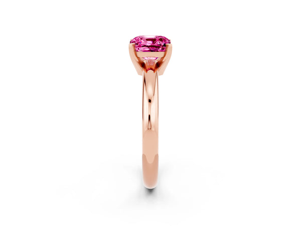 Rose gold Cushion Cut Pink Sapphire Solitaire Engagement Ring with Round Band and Four-Prong Setting