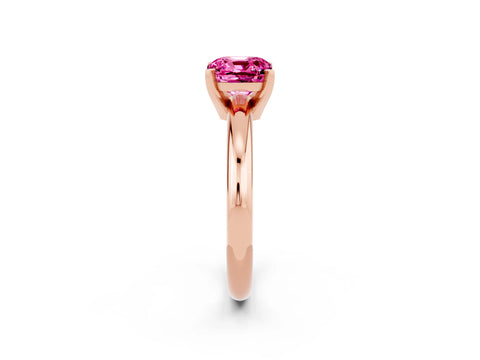 Rose gold Cushion Cut Pink Sapphire Solitaire Engagement Ring with Round Band and Four-Prong Setting_26