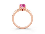 Rose gold Cushion Cut Pink Sapphire Solitaire Engagement Ring with Round Band and Four-Prong Setting_27